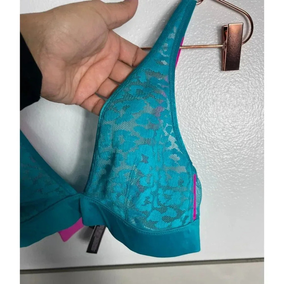 Victoria's Secret Womens Lace Wireless Triangle Bra Teal Sz M/M - Picture 6 of 7